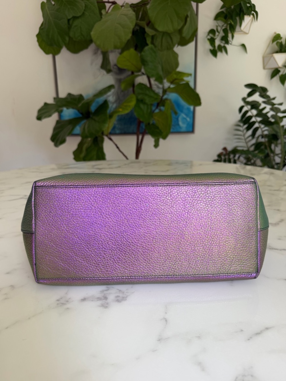 Coach Taylor Tote In Hologram Oil Slick Leather Purple Green Top Zip Large 57329 - Picture 10 of 16